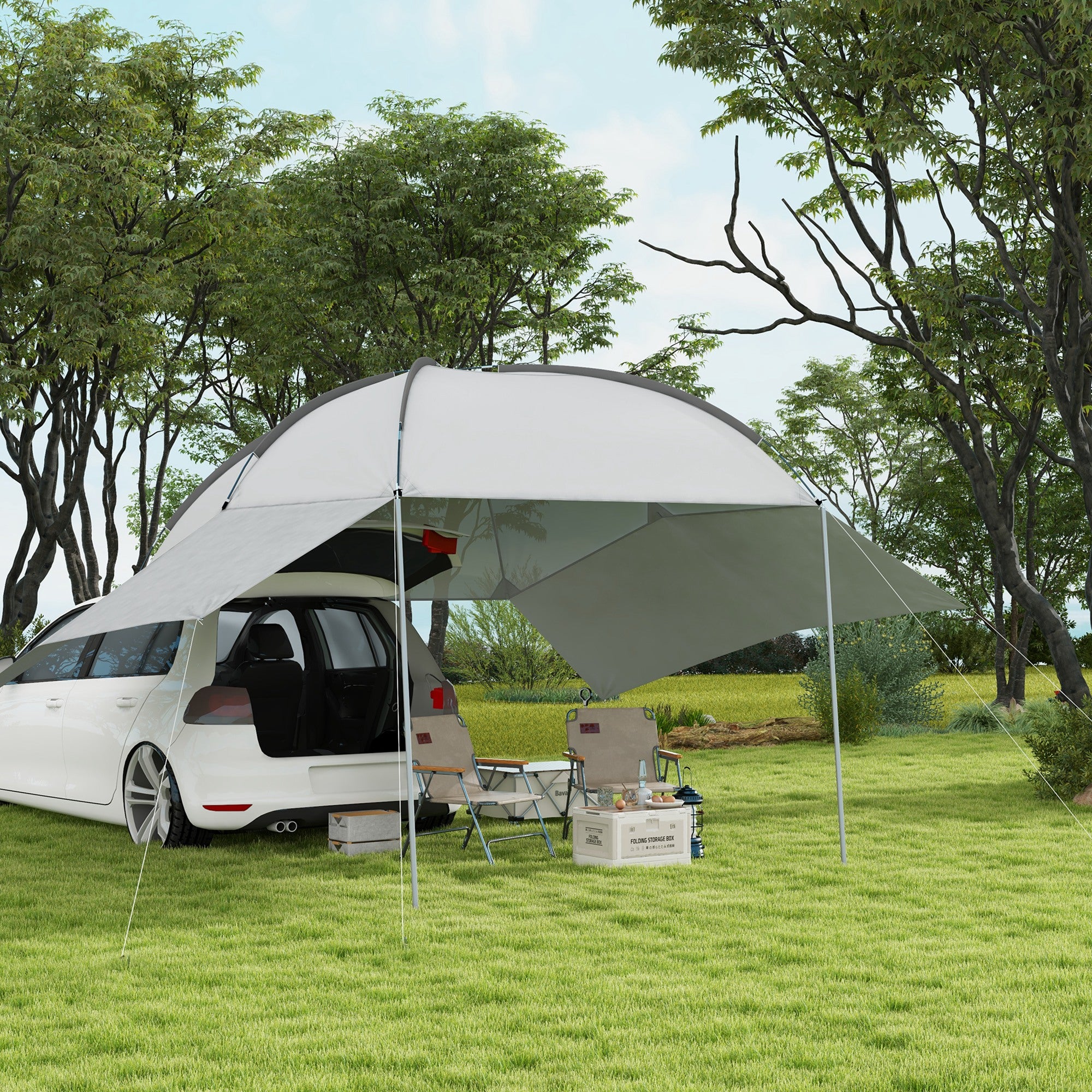 Portable SUV Tailgate Tent with Awning and 2 Side Walls, Rooftop Car Awning Sun Shelter, for Truck, RV, Van, Trailer Camping Tents at Gallery Canada