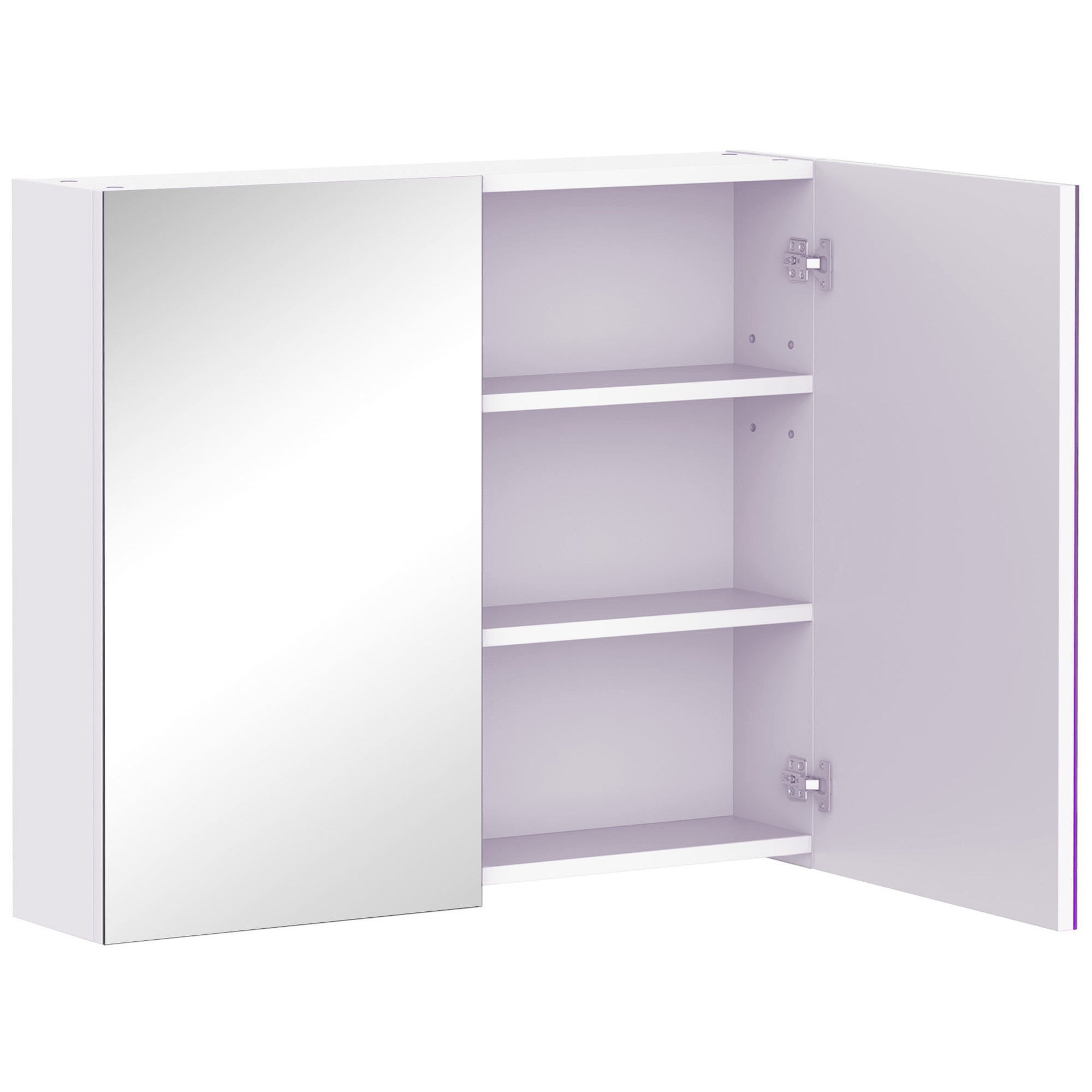 Wall Mount Mirrored Medicine Cabinet, Bathroom Mirror Cabinet with Adjustable Shelf, Double Soft Closing Doors, Light Lilac Mirror Medicine Cabinets at Gallery Canada
