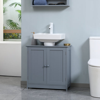 Under Sink Bathroom Cabinet with 2 Doors and Shelf, Pedestal Sink Bathroom Vanity Furniture, Grey Bathroom Cabinets   at Gallery Canada