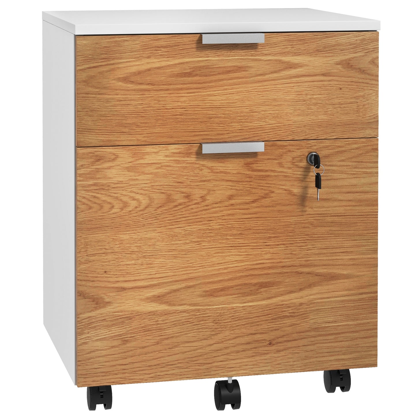 2 Drawer Small Filing Cabinet Lockable Office Storage Cabinet with Hanging Bars for A4 Legal Letter White Nature Wood Office Cabinets & Cupboards   at Gallery Canada