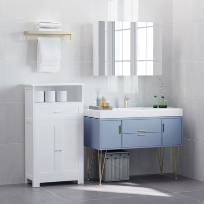 Bathroom Floor Cabinet Freestanding Cabinet with Storage Shelf, Drawer and Adjustable Shelf, White Bathroom Cabinets   at Gallery Canada