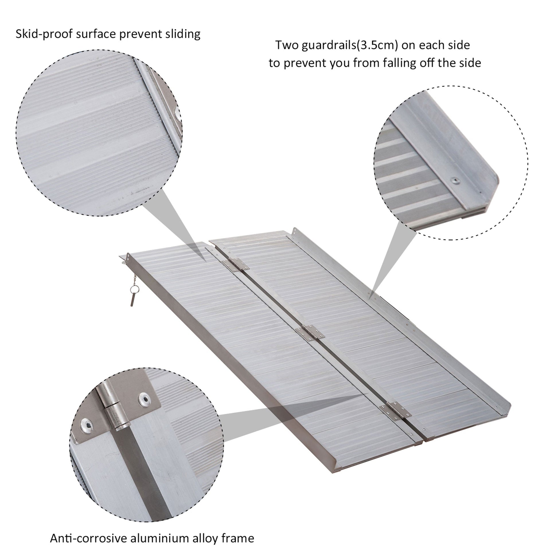 4ft Textured Aluminum Folding Wheelchair Ramp, Portable Threshold Ramp, for Scooter Steps Home Stairs Doorways Knee Walker & Wheelchair Ramps   at Gallery Canada