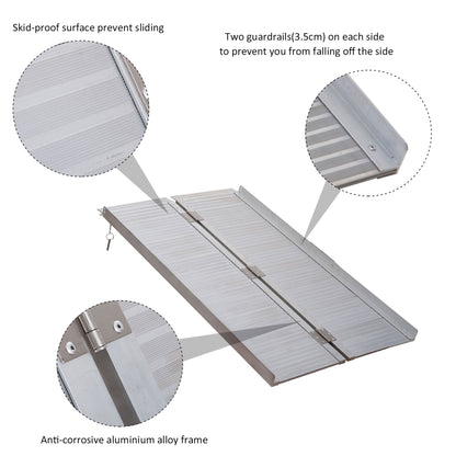 4ft Textured Aluminum Folding Wheelchair Ramp, Portable Threshold Ramp, for Scooter Steps Home Stairs Doorways - Gallery Canada