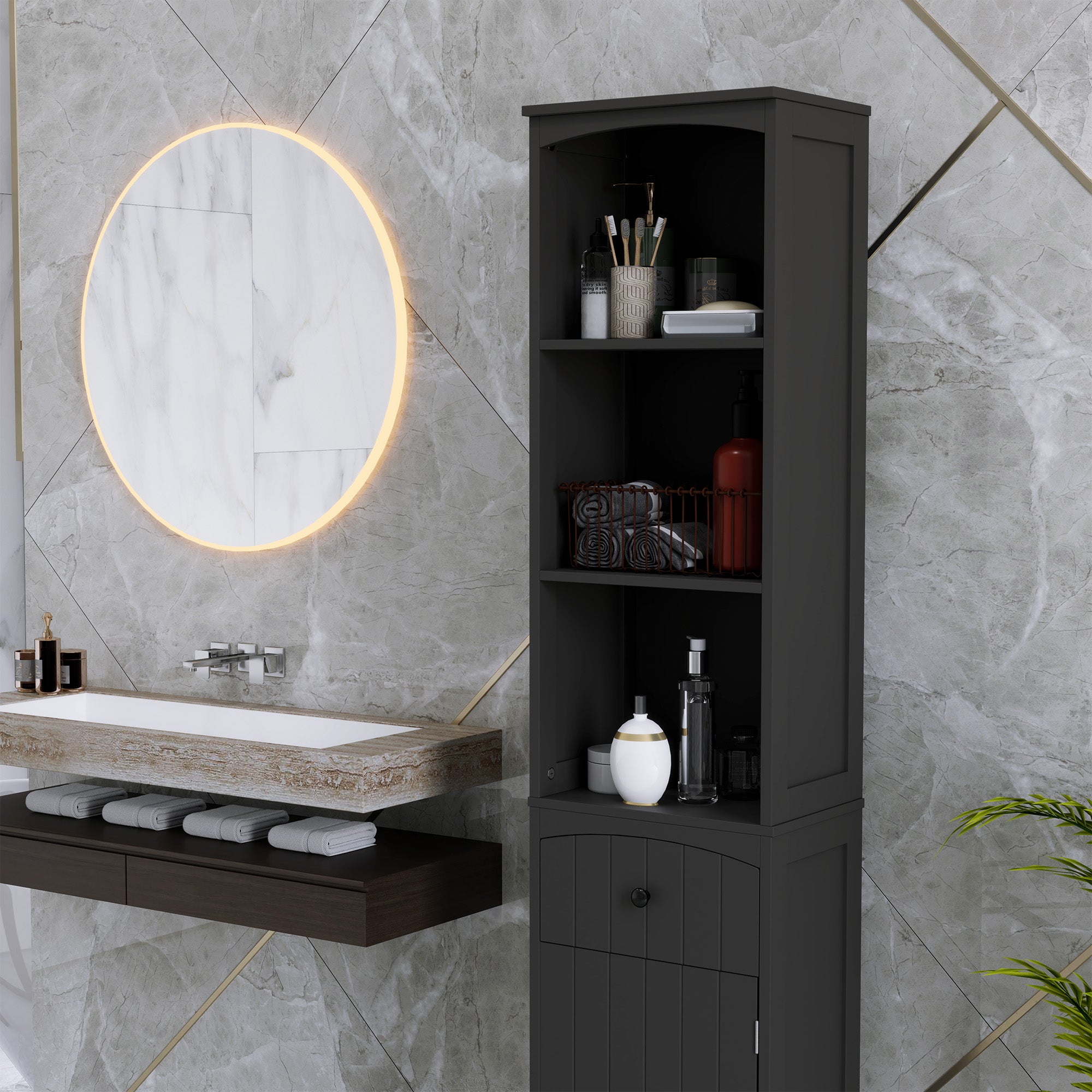 Tall Bathroom Cabinet Storage Organizer, Tall Cabinet with Shelves and Drawer Bathroom Cabinets at Gallery Canada