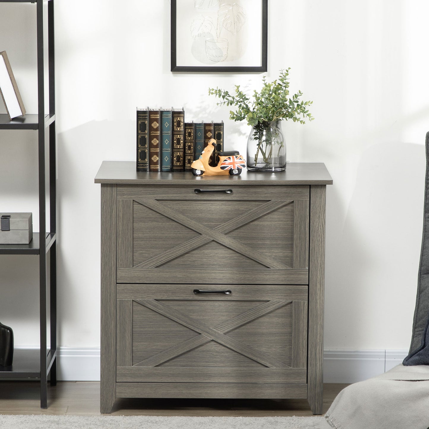 Vertical File Cabinet with Hanging Bars for A4 Size for Home Office, 29.9"x 19.7"x 30.3", Grey Office Cabinets & Cupboards   at Gallery Canada