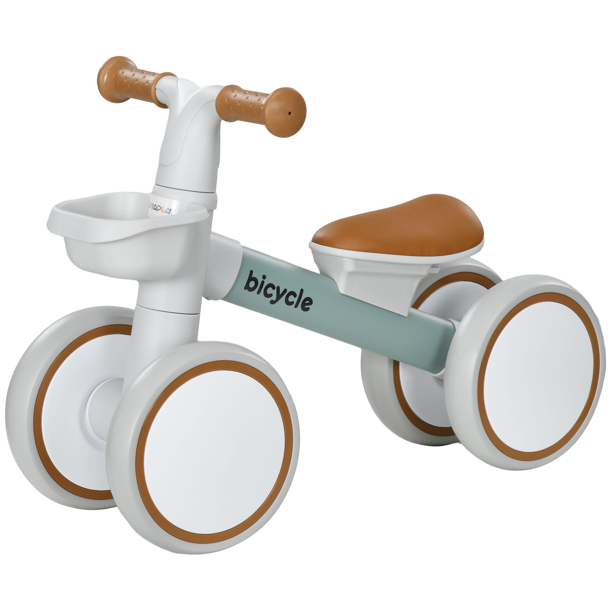 Toddler Balance Bike for 12–36 Months with Adjustable Seat, Removable Basket, 4 Silent Wheels, Green Riding & Rocking Toys Green, White at Gallery Canada