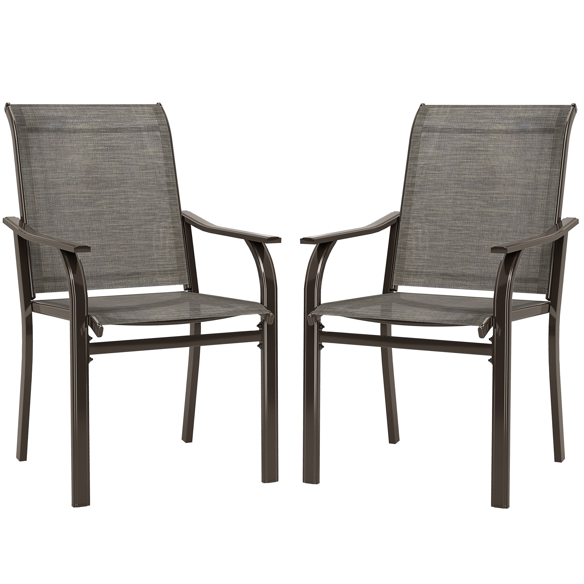 Patio Chairs Set of 2 with Armrest and High Backrest, for Backyard, Balcony, Porch, Poolside, Deck, Garden, Brown Bistro Sets Brown at Gallery Canada