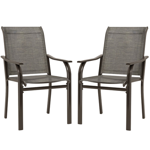 Patio Chairs Set of 2 with Armrest and High Backrest, for Backyard, Balcony, Porch, Poolside, Deck, Garden, Brown