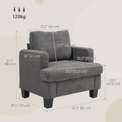 Modern Armchair, Upholstered Chenille Accent Chair with Wood Frame and Back Pillow for Living Room, Dark Grey Accent Chairs at Gallery Canada