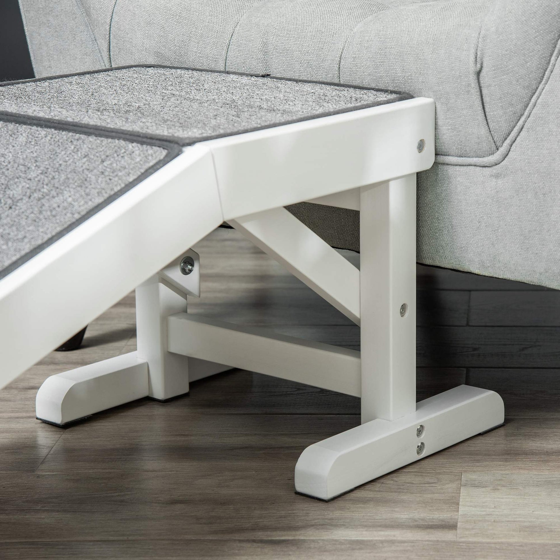 Pet Ramp, Bed Steps for Dogs Cats with Non-slip Carpet, 49"L x 16"W x 14"H, White Grey Dog Stairs   at Gallery Canada