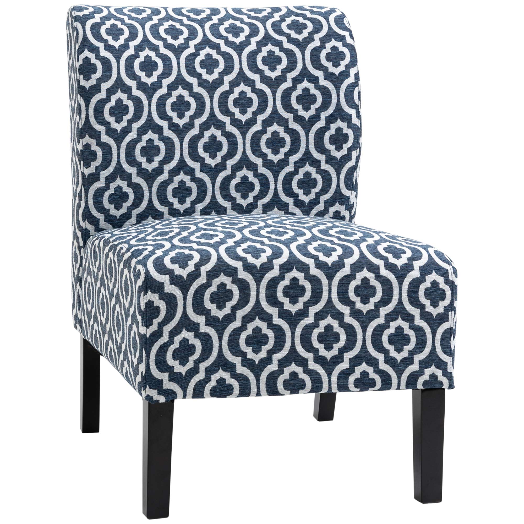 Armless Accent Chair for Bedroom, Upholstered Slipper Side Chair for Living Room with Wood Legs, Blue Accent Chairs Blue  at Gallery Canada