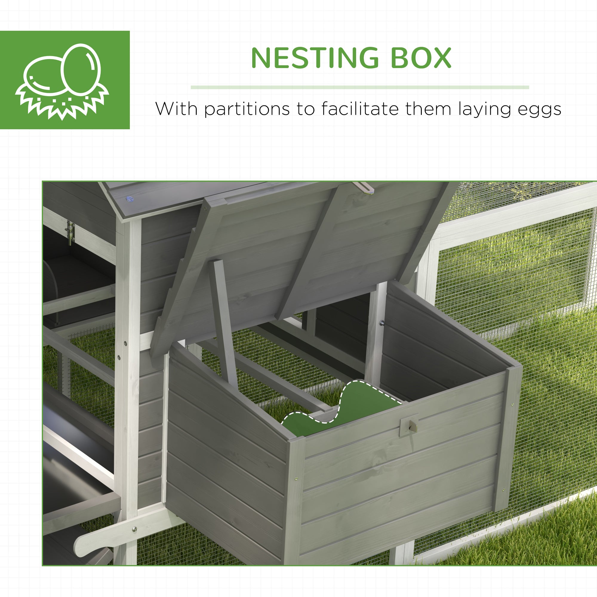 Wooden Chicken Coop with Nesting Boxes, Run, Doors, Tray, Ramp for 4-6 Chickens Chicken Coops at Gallery Canada