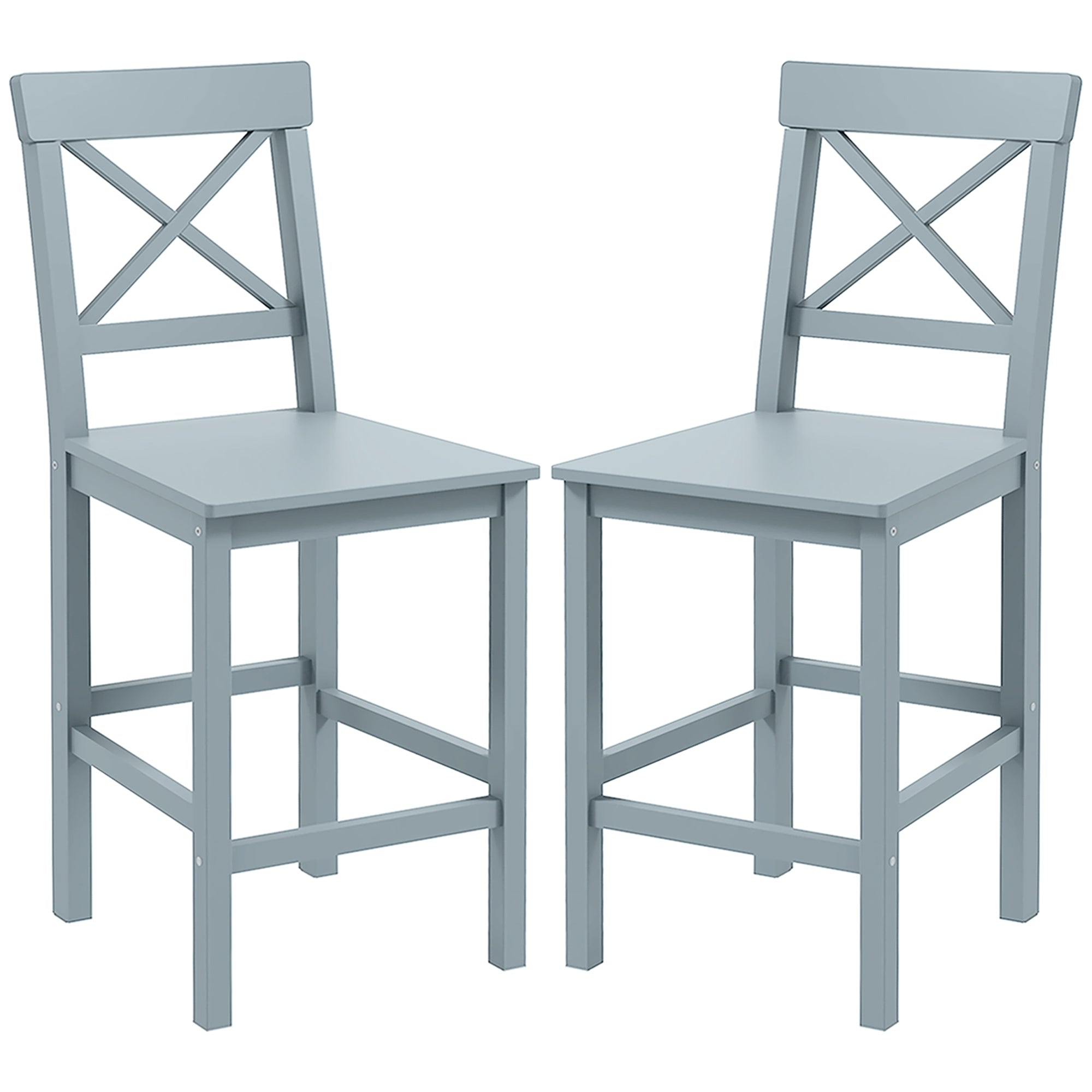 Counter Height Stools Set of 2, Farmhouse Bar Stools with Backs, Solid Wood Counter Stools for Kitchen Island Bar Stools Grey  at Gallery Canada