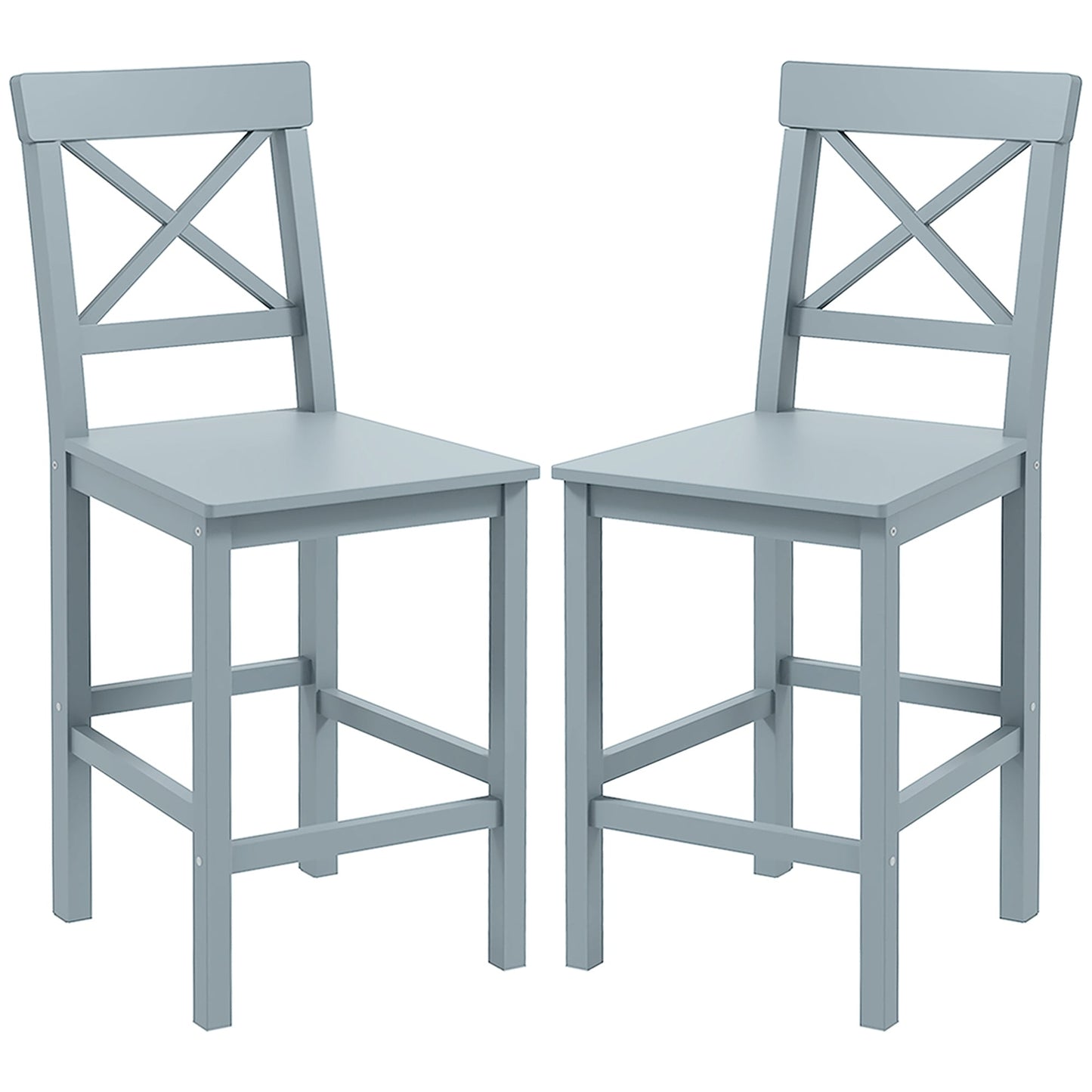 Counter Height Stools Set of 2, Farmhouse Bar Stools with Backs, Solid Wood Counter Stools for Kitchen Island Bar Stools Grey  at Gallery Canada