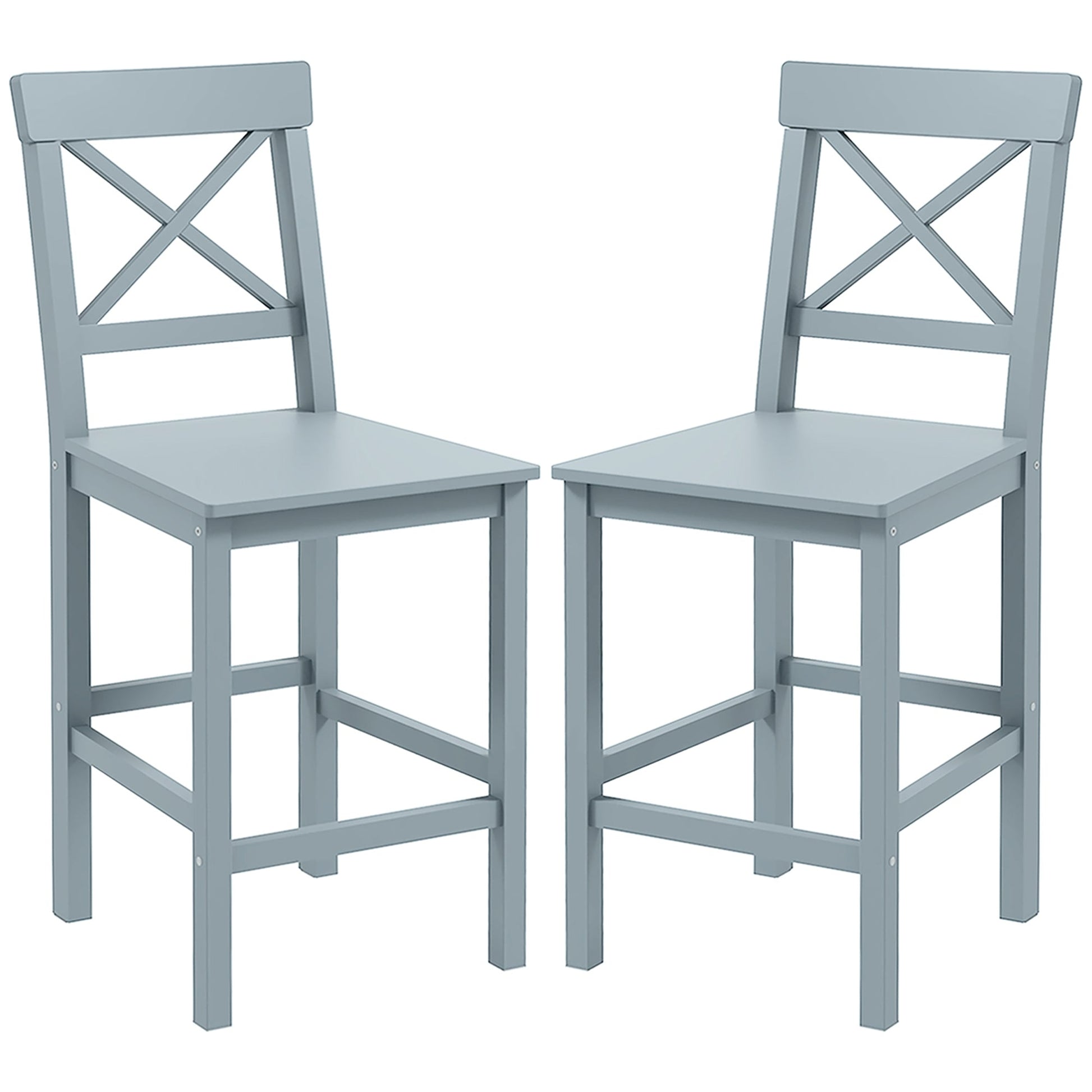 Counter Height Stools Set of 2, Farmhouse Bar Stools with Backs, Solid Wood Counter Stools for Kitchen Island Bar Stools Grey  at Gallery Canada