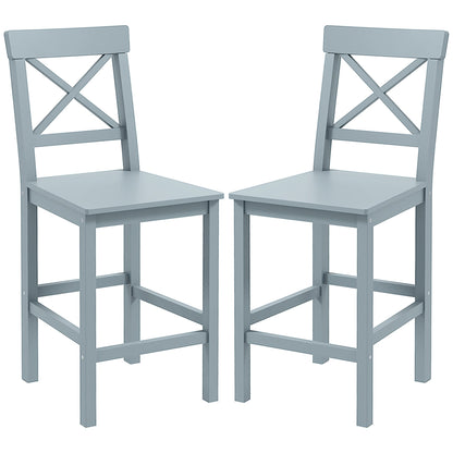 Counter Height Stools Set of 2, Farmhouse Bar Stools with Backs, Solid Wood Counter Stools for Kitchen Island Bar Stools Grey  at Gallery Canada