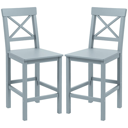 Counter Height Stools Set of 2, Farmhouse Bar Stools with Backs, Solid Wood Counter Stools for Kitchen Island Bar Stools Grey  at Gallery Canada