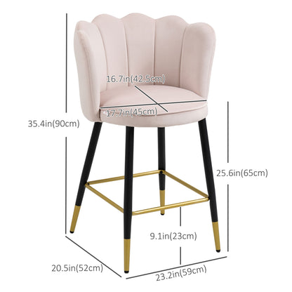 Bar Stools Set of 2 Modern Counter Height Bar Stools with Back, Footrest for Home Kitchen, 23.2"x20.5"x35.4", Pink Bar Stools   at Gallery Canada