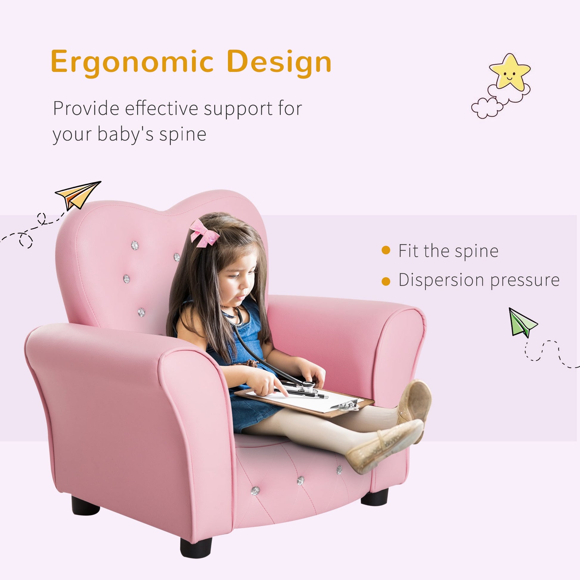 Kids Mini Princess Sofa Toddler Chair Children Upholstered Tufted Armchair Activity Couch Reclining Seat Boys Girls Furniture Pink Kids Chairs & Seating   at Gallery Canada