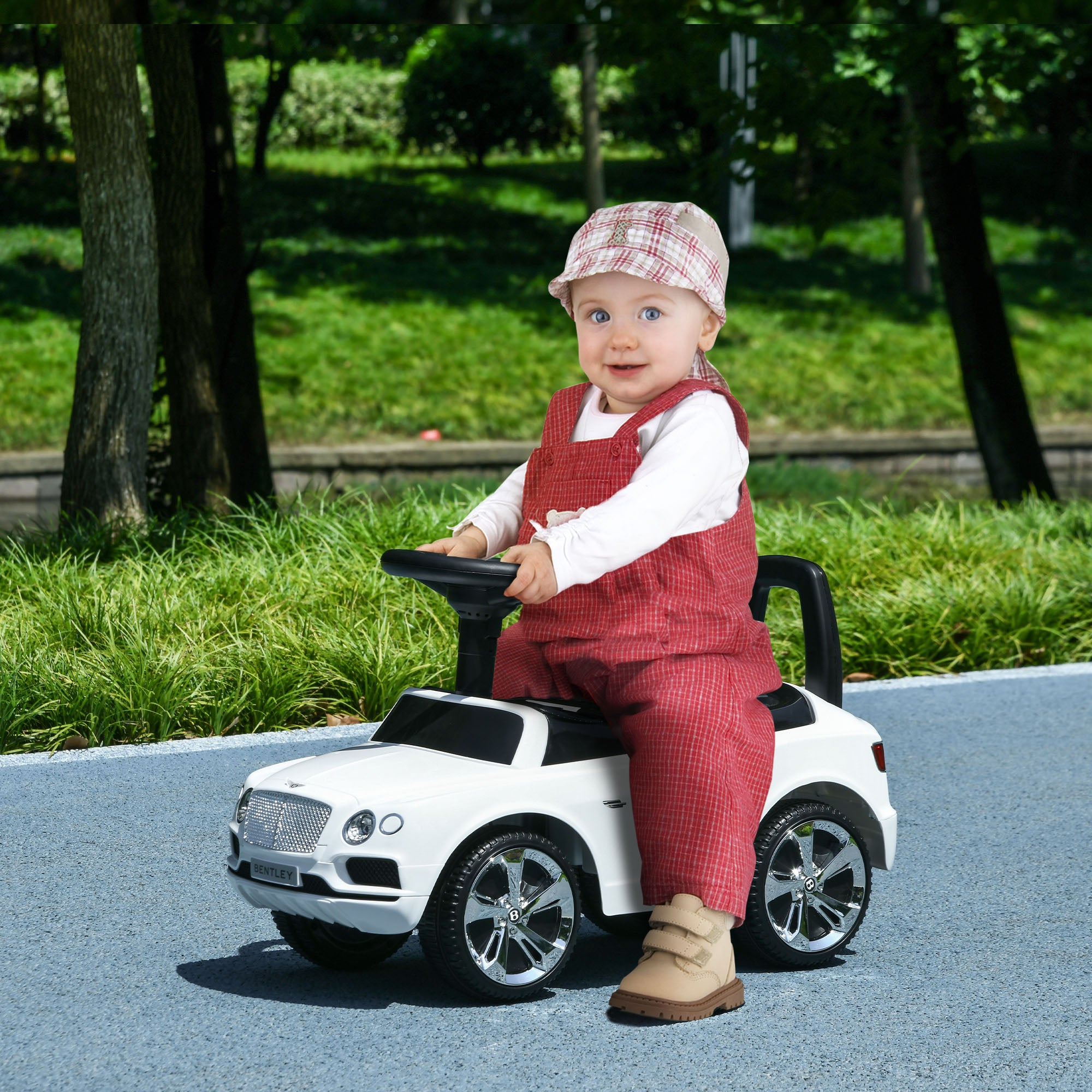 Bentley Bentayga Licensed Baby Car Foot To Floor with Horn Music, Under-Seat Storage, for 18-36 Months, White Push Cars for Toddlers at Gallery Canada
