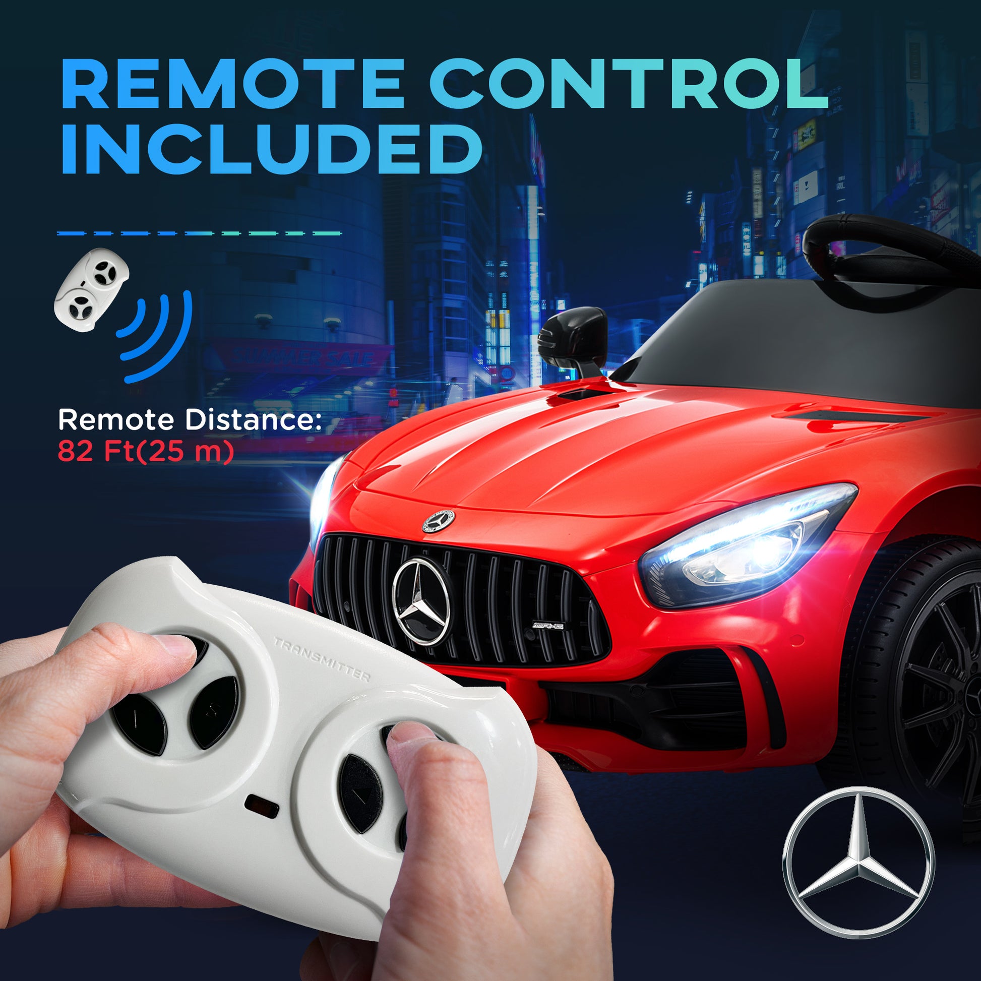 Mercedes-Benz AMG GTR Licensed 12V Battery Powered Kids Electric Car w/ Remote, Soft Start, Lights, Music Horn Red Electric Toy Cars   at Gallery Canada