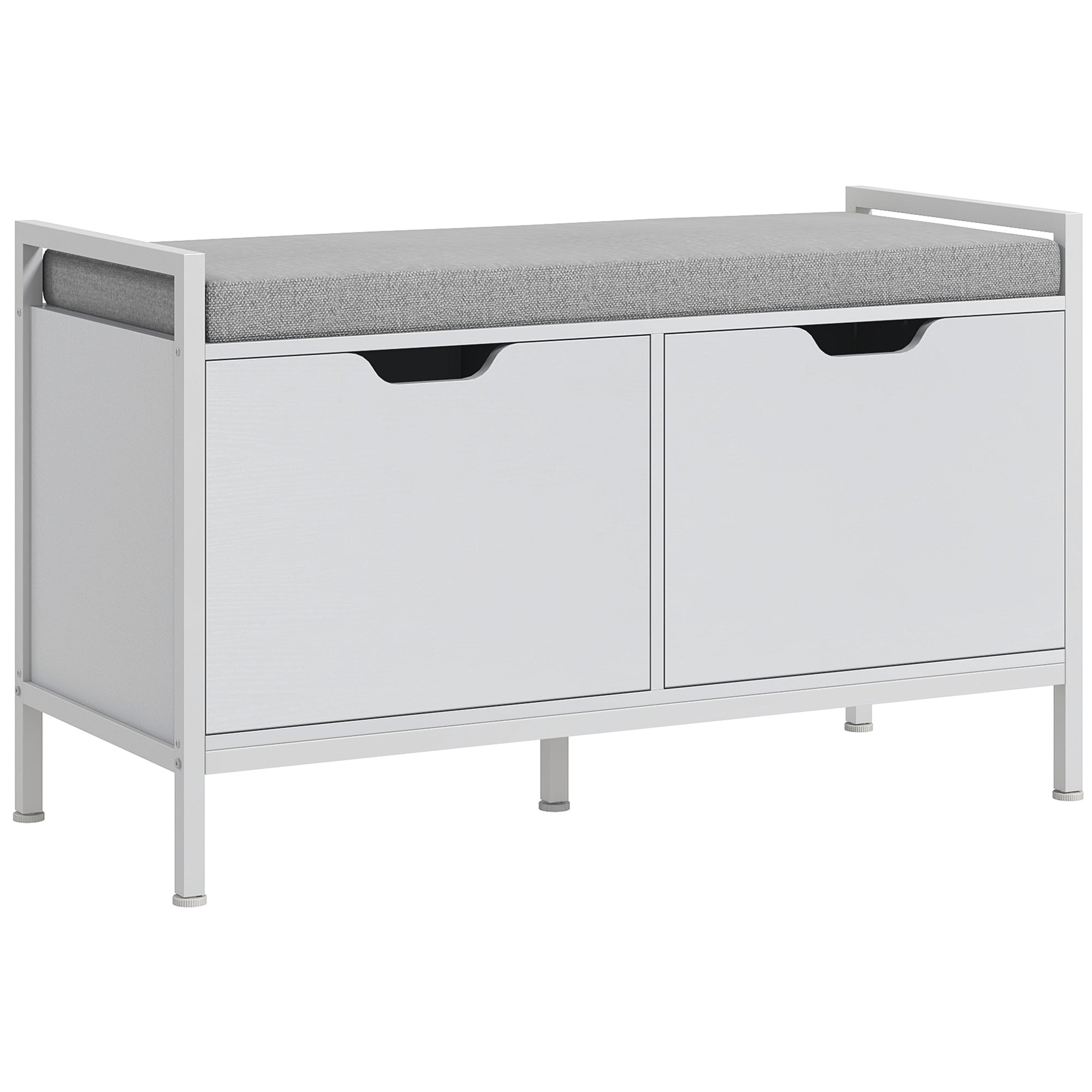 Shoe Storage Bench with Seat Cushion, Shoe Cabinet for Hallway, Entryway Bench, Supports 352lbs, White Shoe Storage Cabinets & Racks   at Gallery Canada