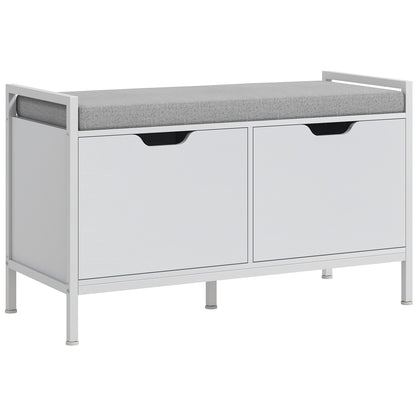 Shoe Storage Bench with Seat Cushion, Shoe Cabinet for Hallway, Entryway Bench, Supports 352lbs, White Shoe Storage Cabinets & Racks   at Gallery Canada