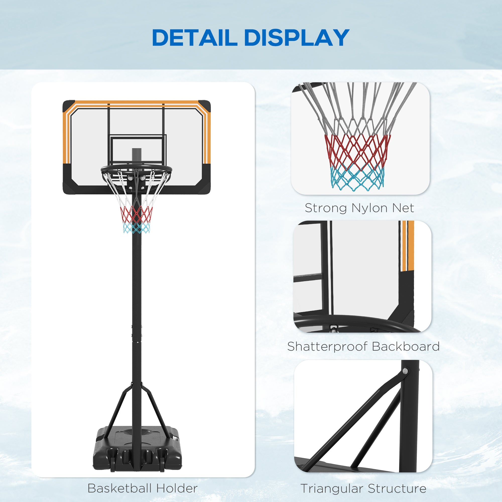 6-7ft Basketball Hoop, Freestanding Basketball System with 18