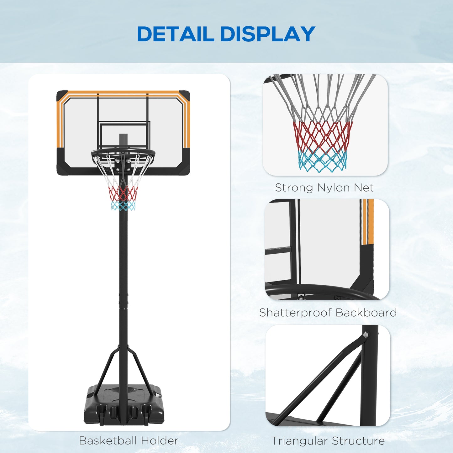 6-7ft Basketball Hoop, Freestanding Basketball System with 18" Shatterproof Backboard and Weighted Base Basketball   at Gallery Canada