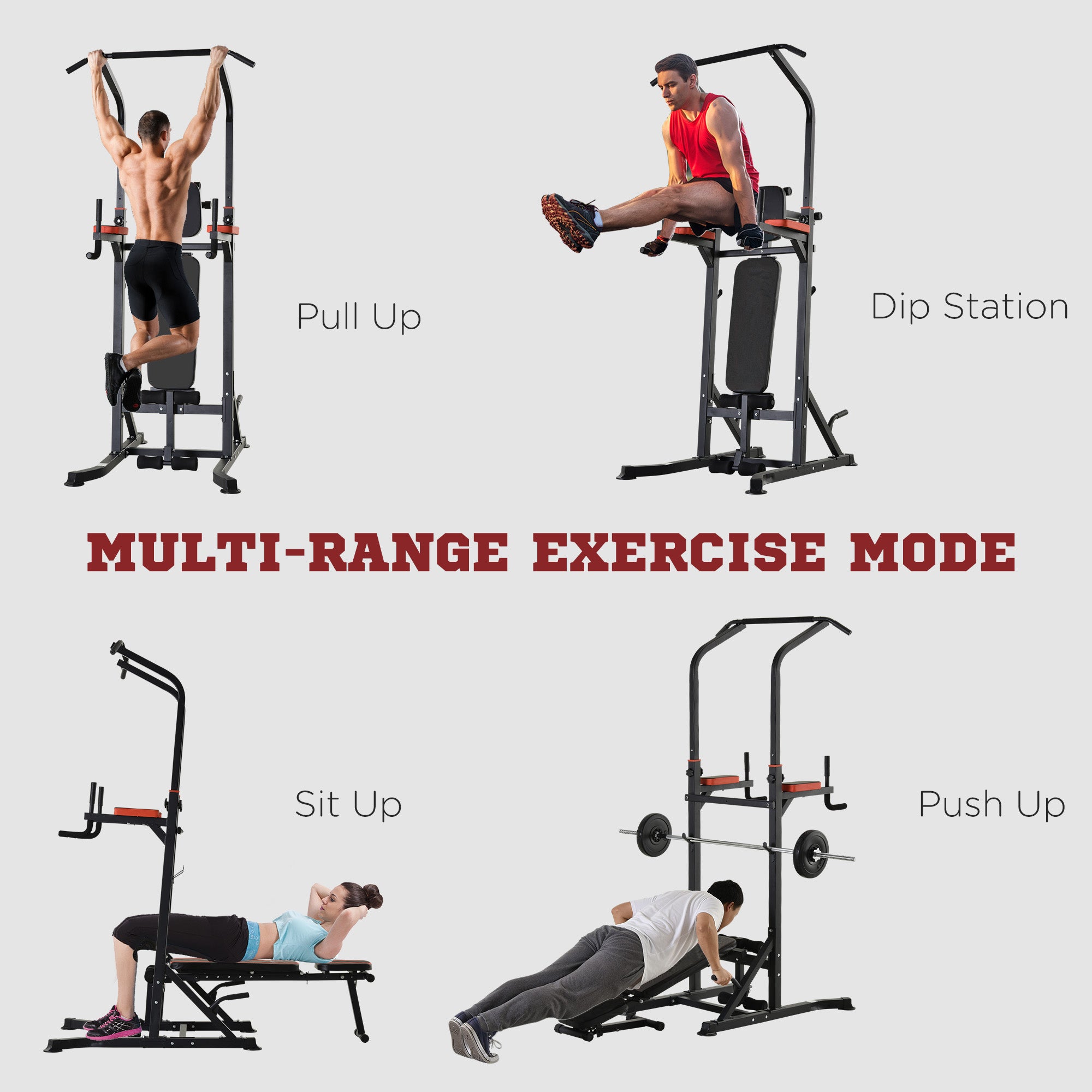 Foldable Power Tower Pull Up Dip Station with Adjustable Weight Bench for Home Gym Strength Training Fitness Power Towers   at Gallery Canada