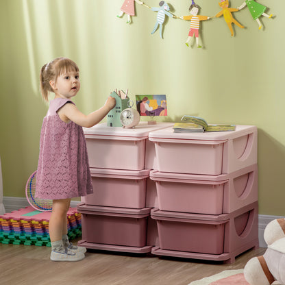 3 Tier Kids Toy Organizer and Storage Bins with 6 Plastic Drawers, Pink Baby & Kids Storage Pink  at Gallery Canada