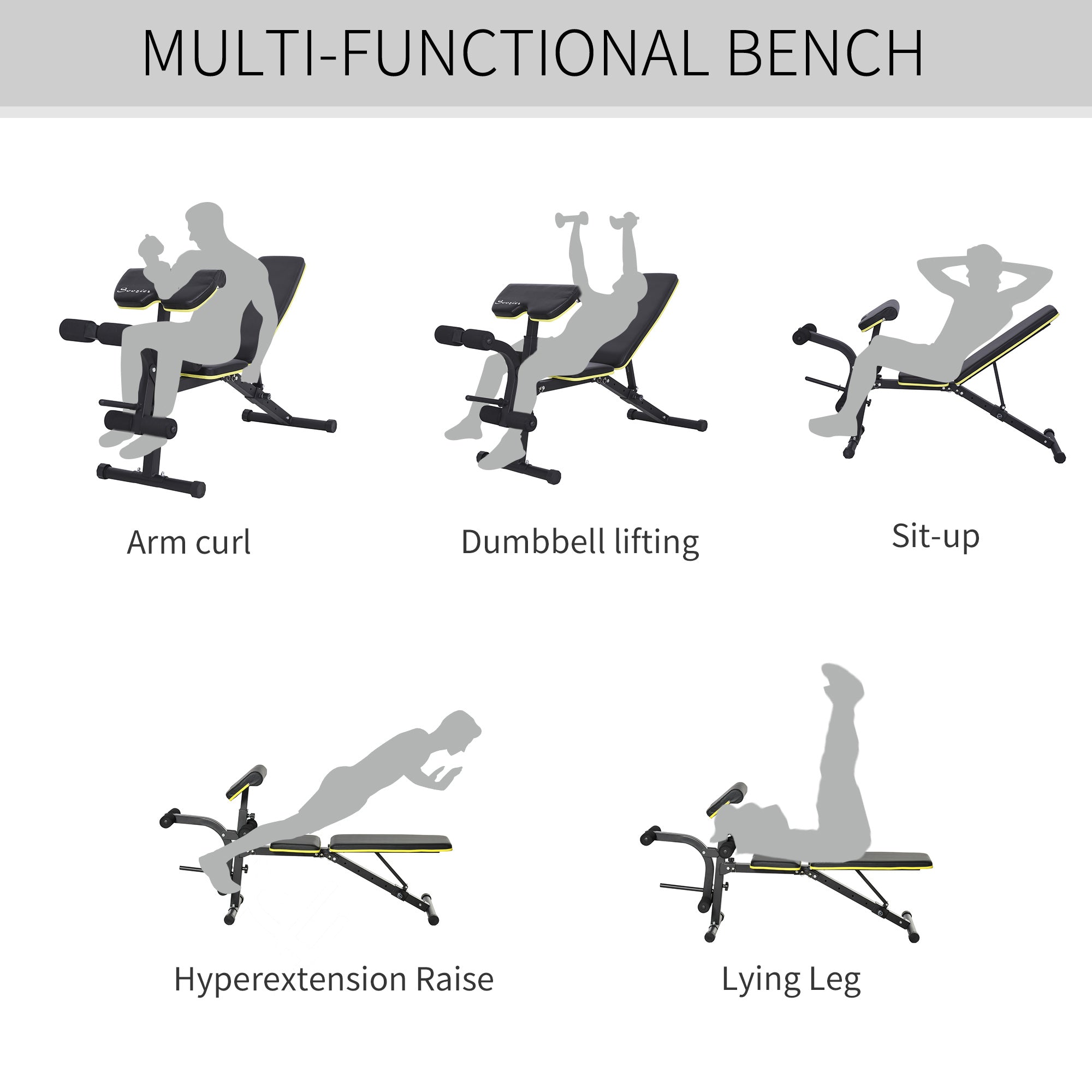 Adjustable Weight Bench, Sit Up Dumbbell Bench, Multi-Functional Purpose Hyper Extension Workout Bench with Adjustable Seat and Back Angle Weight Benches   at Gallery Canada