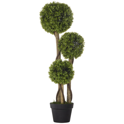 3FT Artificial Boxwood Topiary Tree, Potted Fake Plant, Triple Ball Tree for Indoor and Outdoor, Green Artificial Trees Green  at Gallery Canada