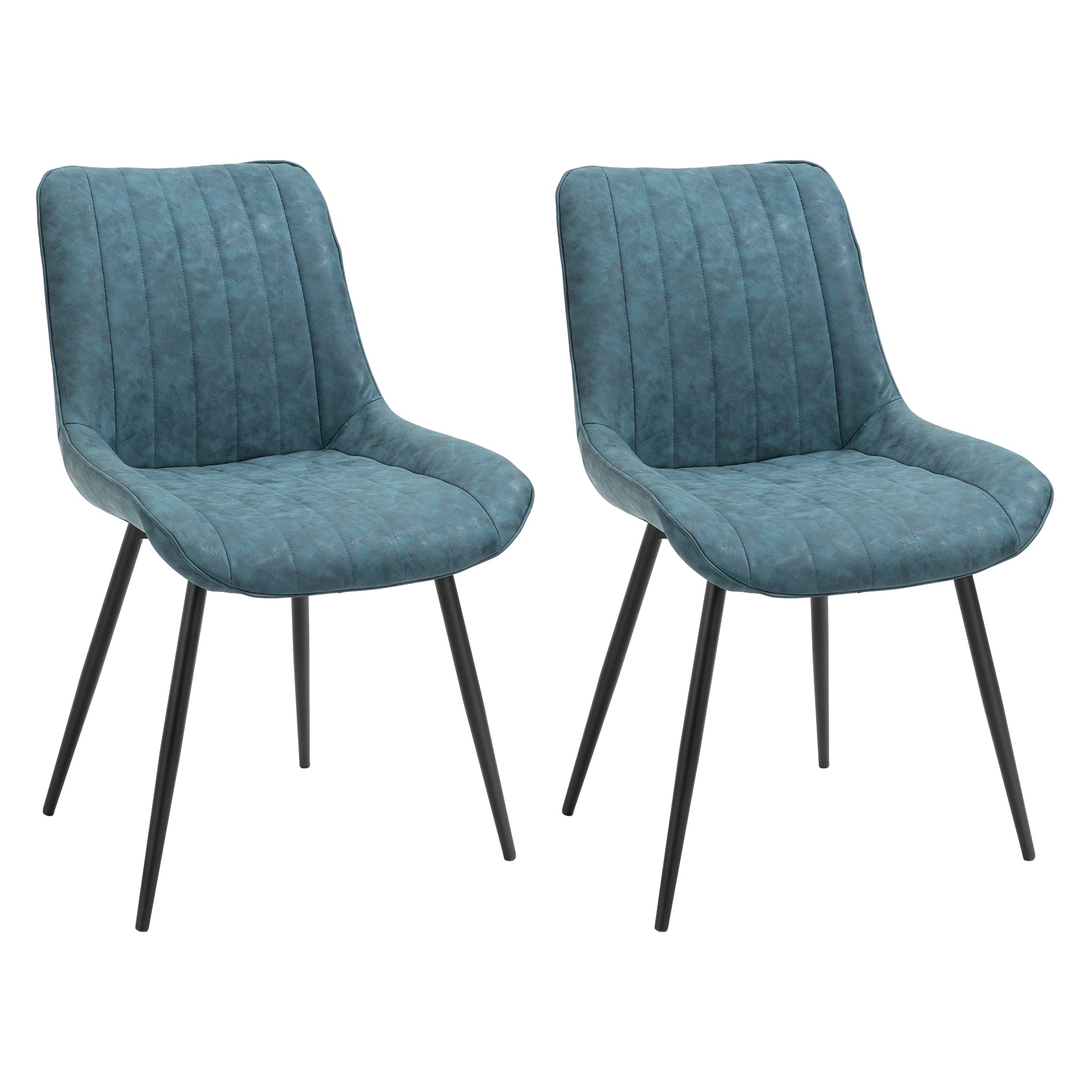 Dining Chairs Set of 2, PU Upholstered Accent Chairs with Metal Legs for Kitchen, Blue Bar Stools Blue  at Gallery Canada