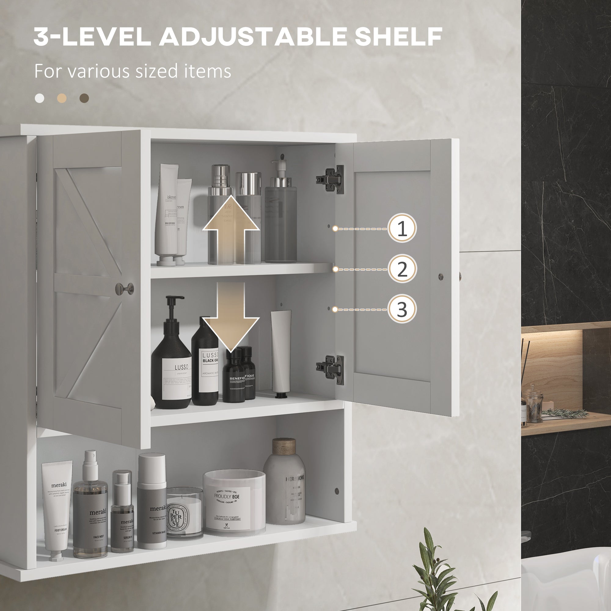 Farmhouse Bathroom Medicine Cabinet, Wall Cabinet with Barn Doors, and Adjustable Shelf for Laundry Room, White Bathroom Cabinets at Gallery Canada