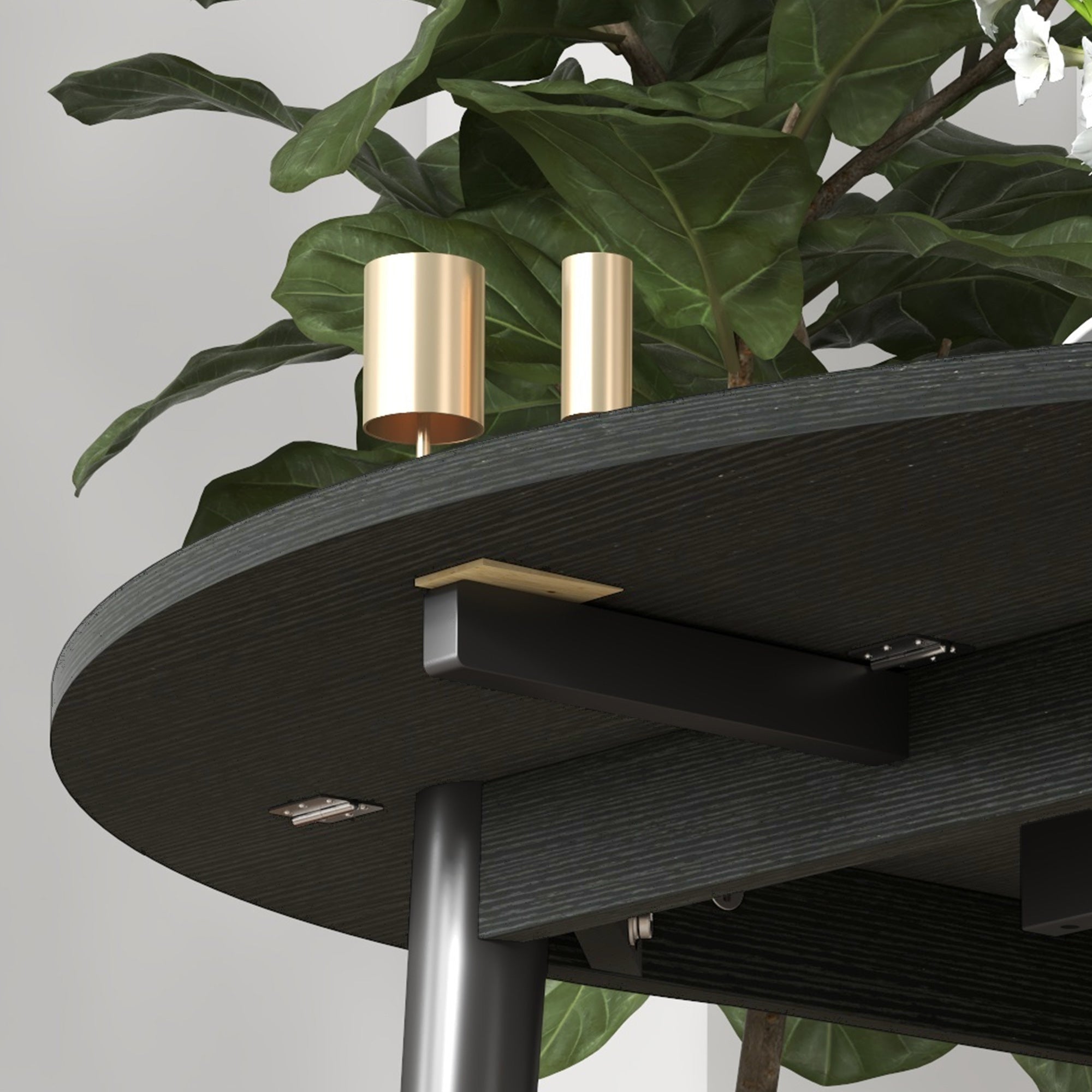 Folding Dining Table, Round Drop Leaf Kitchen Table for Small Spaces with Wood Legs, Distressed Black Bar Tables & Dining Tables at Gallery Canada