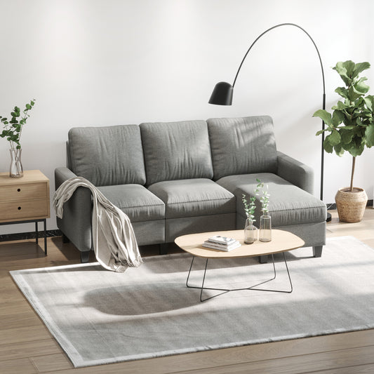 L-Shape Sofa, Modern Sectional Couch with Ottoman, Corner Sofa for Living Room, Light Grey 3-Seater Sofas   at Gallery Canada