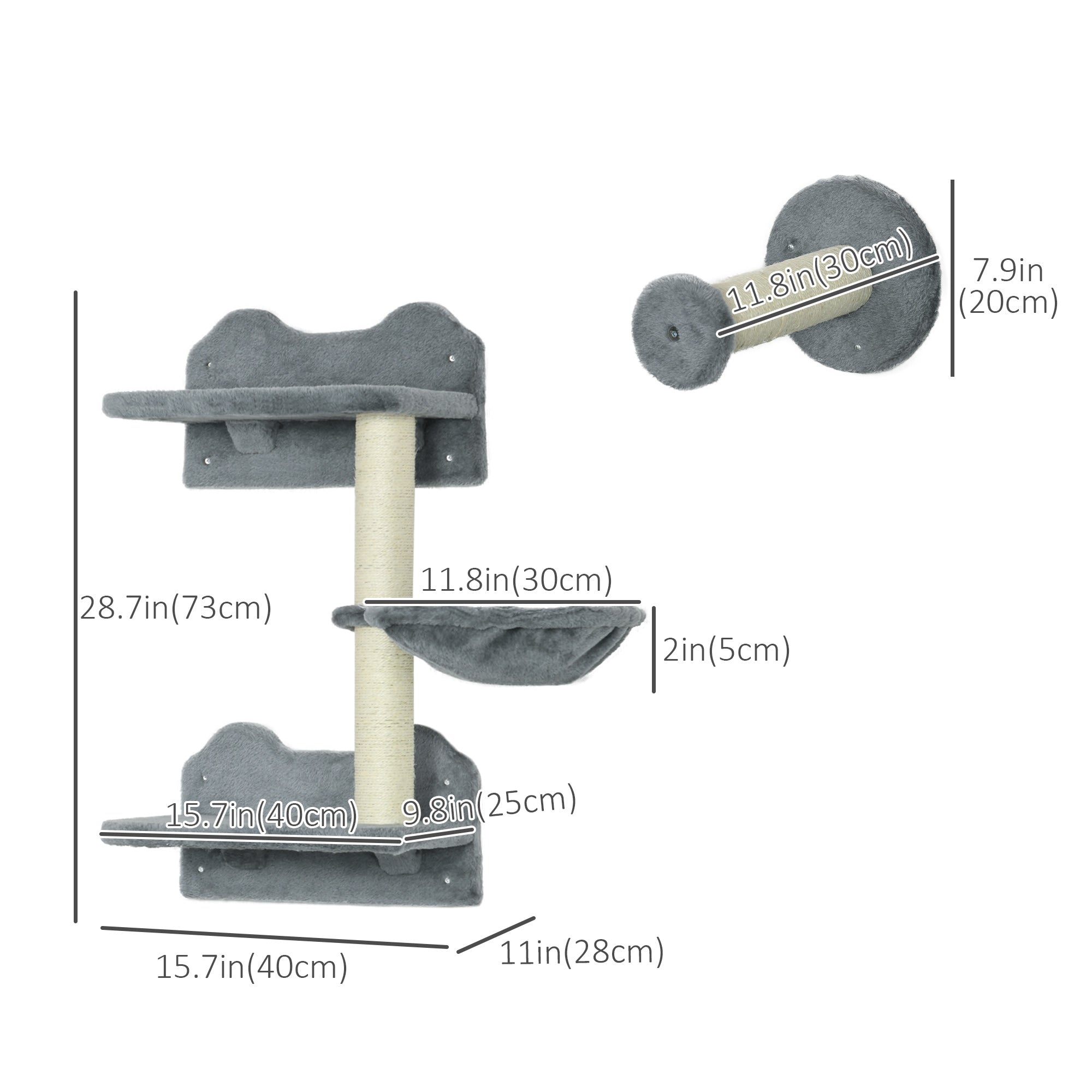 4Pcs Cat Wall Shelf with Scratching Posts, Hammock, Steps, Platforms, Cat Shelves for Relaxing, Sleeping, Jumping, Cat Wall Climber for Indoor Cats, Grey Cat Climbing Wall at Gallery Canada