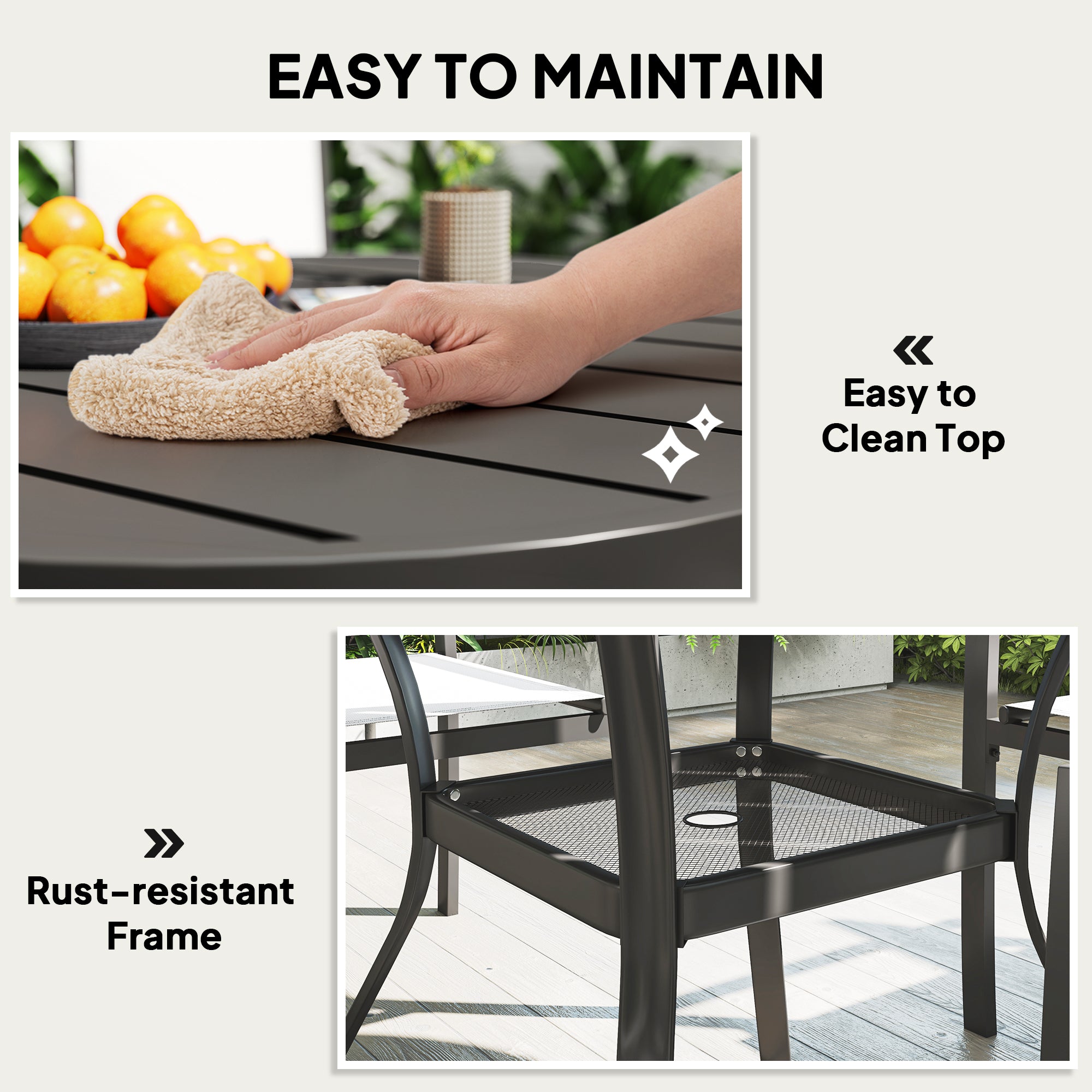 5 Piece Outdoor Dining Set with Round Table and 4 Stackable Chairs, for Backyard, Lawn, Deck, Balcony, Pool Side Outdoor Dining Sets at Gallery Canada