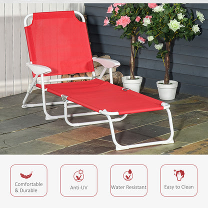 Outdoor Sun Lounger, Folding Chaise Lounge with 4-level Adjustable Backrest Lounger Chairs   at Gallery Canada