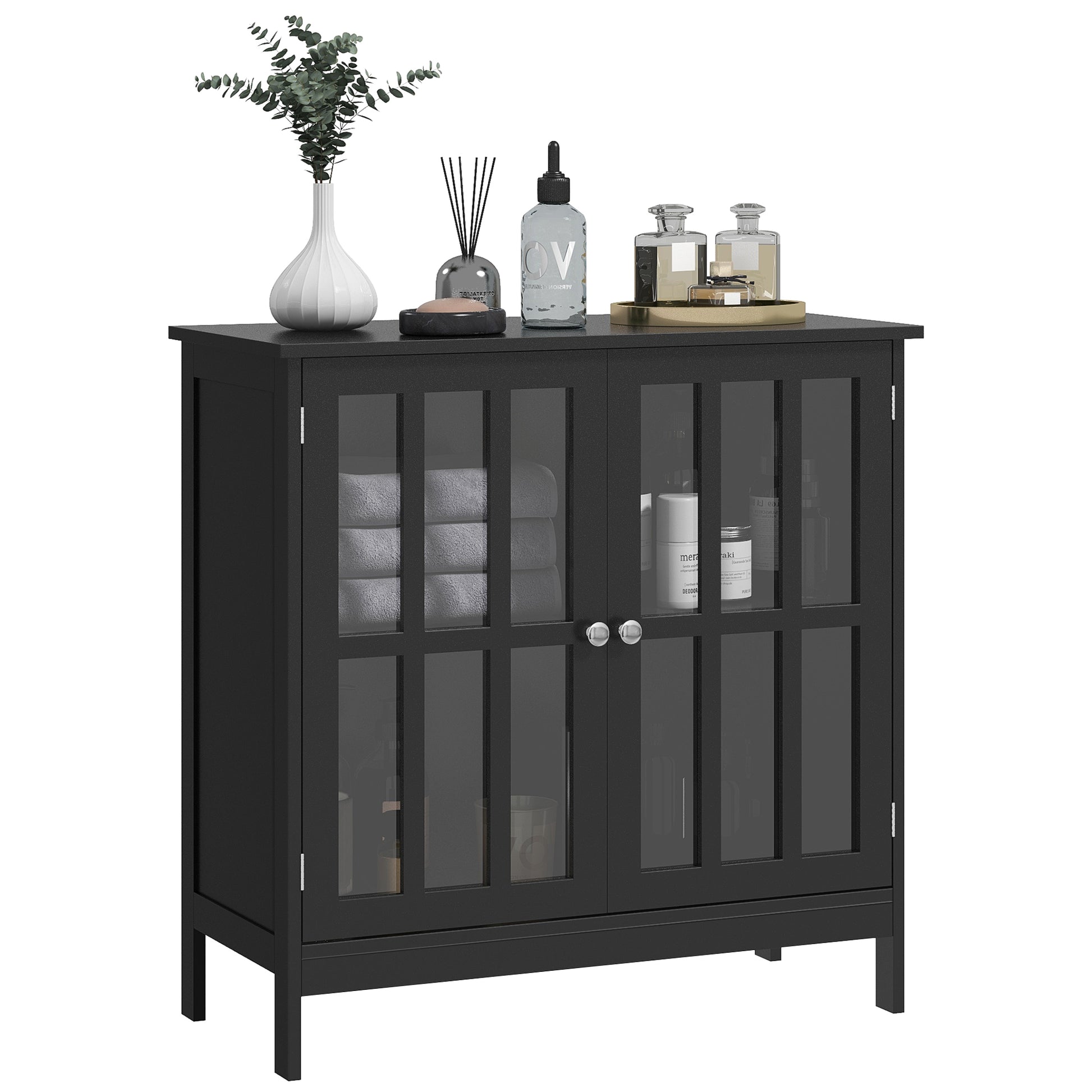 Kitchen Buffet Cabinet with 2 Doors, Modern Sideboard for Dining Room, Hallway, Living Room, Black Bar Cabinets   at Gallery Canada