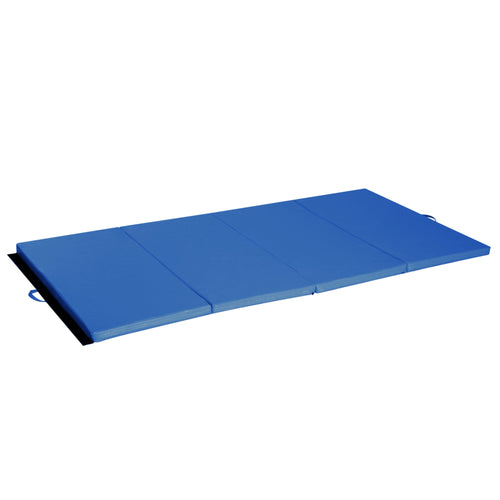 4ft x 8ft x 2inch Tri-Fold Gymnastics Tumbling Mat Exercise Mat with Carrying Handles for MMA, Martial Arts, Stretching, Core Workouts, Dark Blue