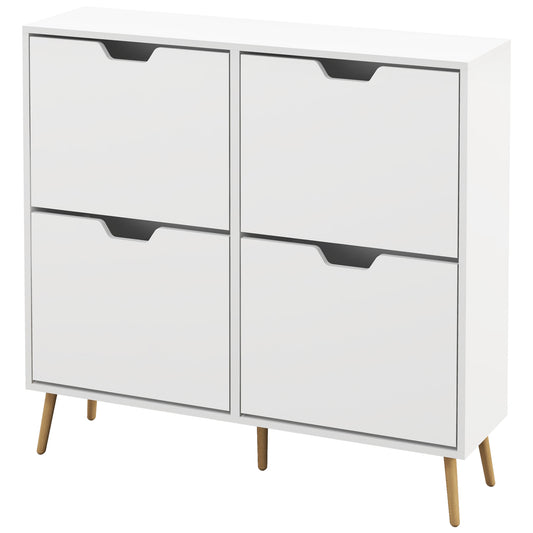 Shoe Storage Cabinet with 4 Flip Drawers and Adjustable Shelf, Shoe Cabinet for 16 Pairs of Shoes, White Shoe Storage Cabinets & Racks   at Gallery Canada