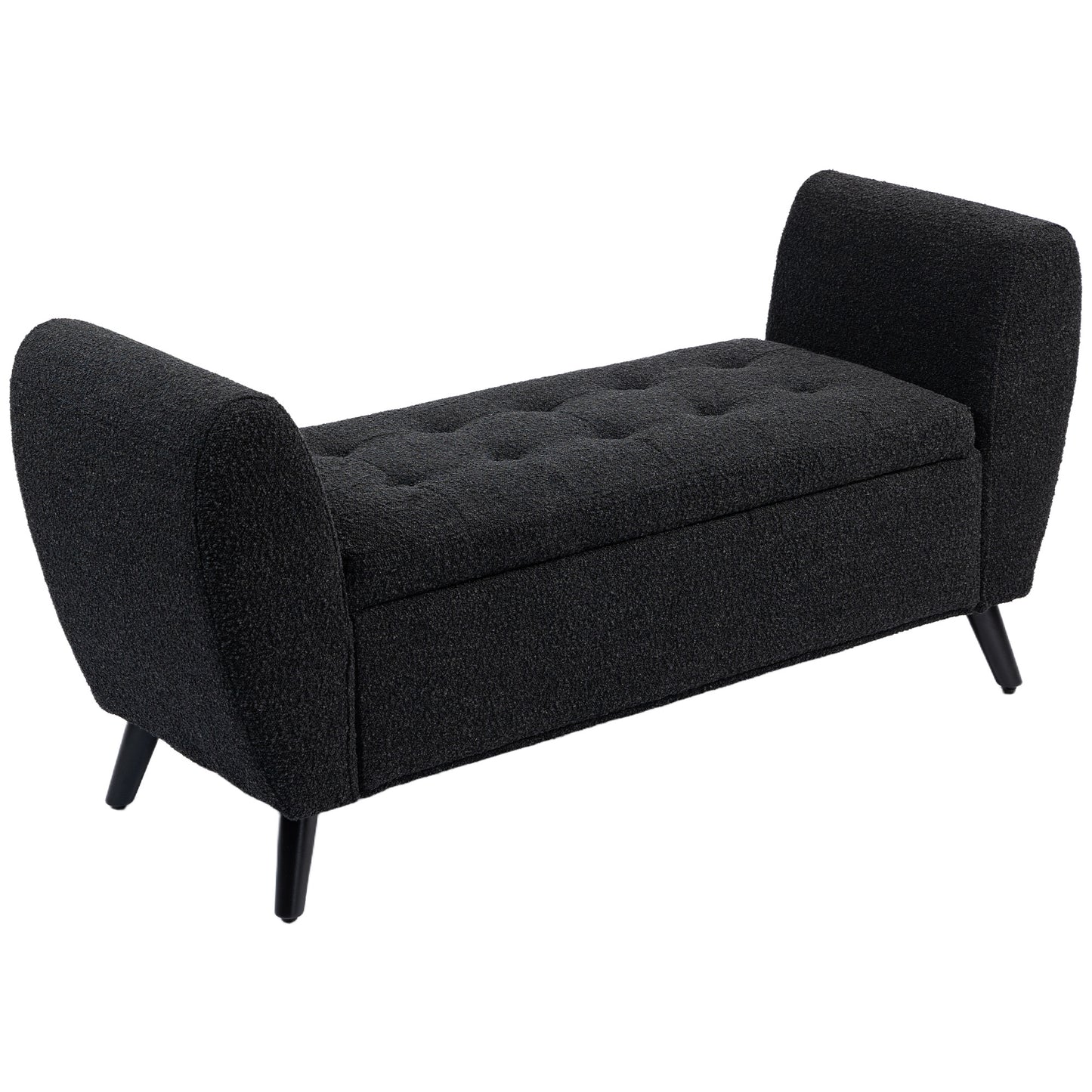 Upholstered Storage Bench with Arms, Modern Ottoman Bench for Bedroom, Entryway, and Living Room, Black Storage Ottomans & Benches at Gallery Canada