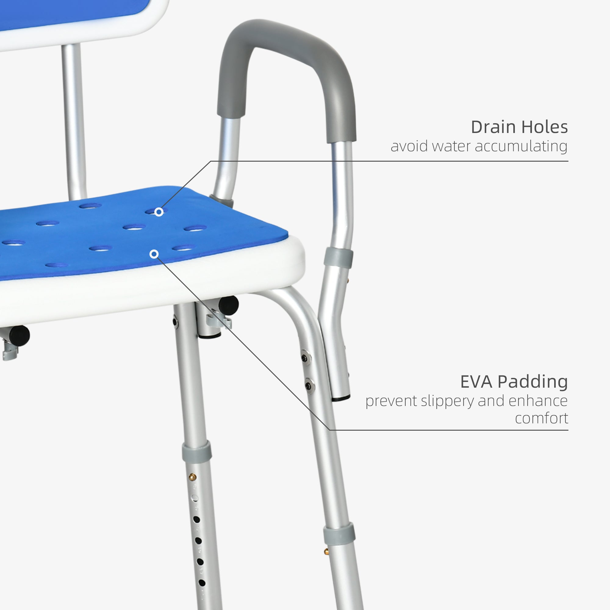 Adjustable Shower Chair with Arms and Back, Bath Chair with Padded Seat, Anti-slip Shower Bench for Seniors and Disabled, Tool-Free Assembly, 299lbs Bath Chairs   at Gallery Canada