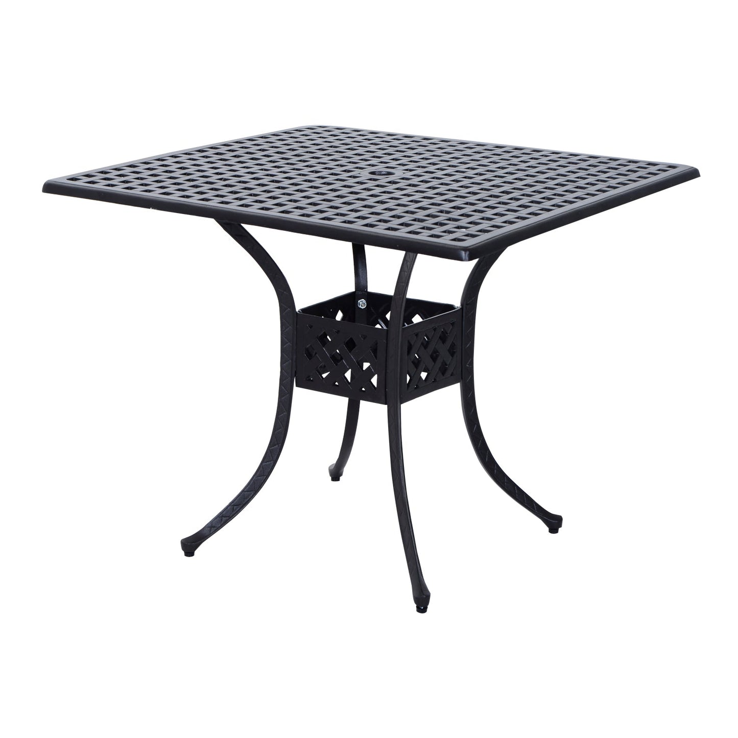 36" x 36" Square Metal Outdoor Patio Bistro Table with Umbrella Hole Black Patio Side Tables Black  at Gallery Canada