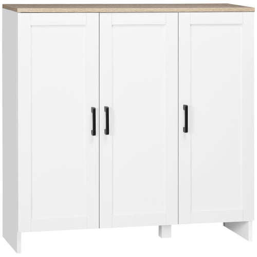Modern Sideboard Buffet Cabinet, Modern Kitchen Storage Cabinet with 3 Doors Adjustable Shelves, for Dining Room, White