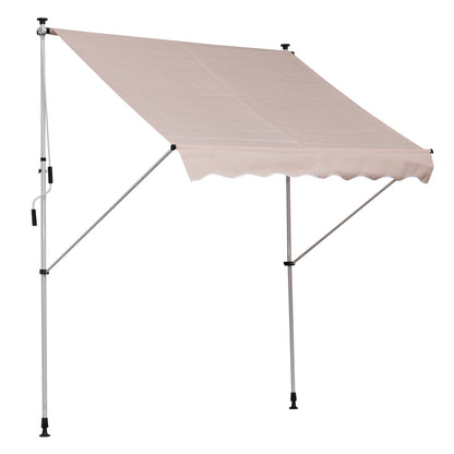 6.6'x5' Manual Retractable Patio Awning Window Door Sun Shade Deck Canopy Shelter Water Resistant UV Protector Beige Door Awnings Beige  at Gallery Canada