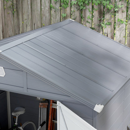 8' x 6' Plastic Garden Storage Shed with Latch Door, Vents, Sloped Roof, Dark Grey Sheds   at Gallery Canada