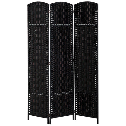 6ft Folding Room Divider, 3 Panel Wall Partition with Wooden Frame for Bedroom, Home Office, Black Room Dividers Black  at Gallery Canada